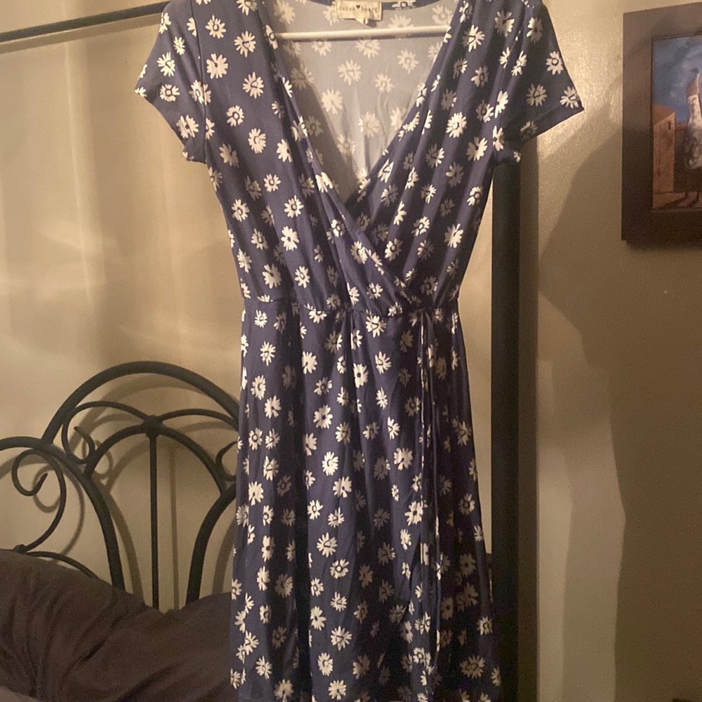 Women’s Derek Heart Dress Small Navy with White Flowers